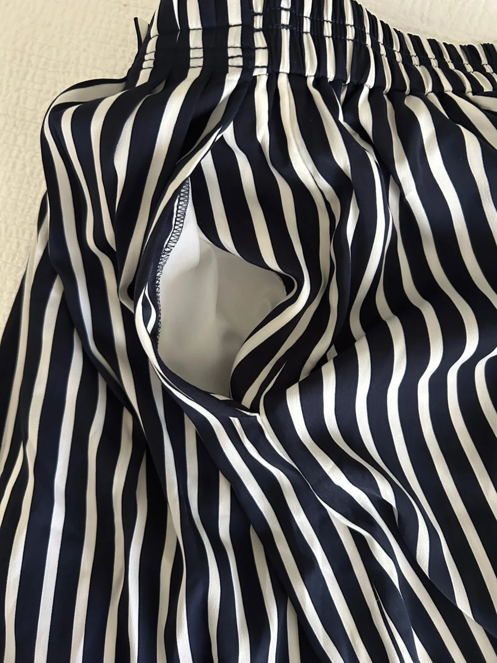 NWT J. Crew Factory Navy and White Vertical Stripe A-Line Skirt